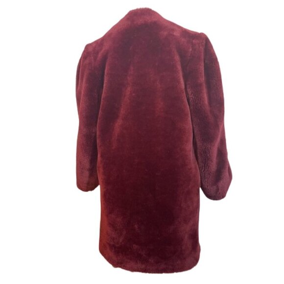 Vintage Howard Wolf Burgandy Faux Fur coat mob wife - Picture 4 of 11